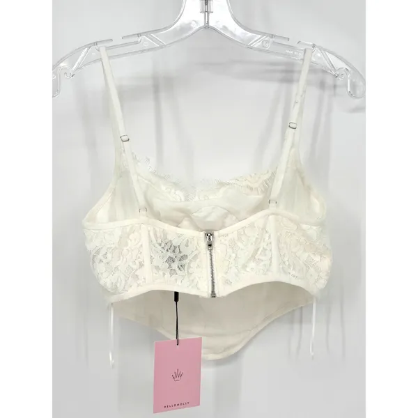 Hello Molly No Apologies Lace Corset Top Womens 8 White Bridal Coquette Romantic - Image 9