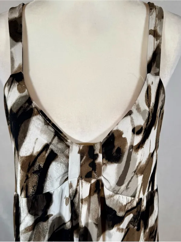 Ann Taylor mocha brown black and white empire waist maxi dress size large - Image 2
