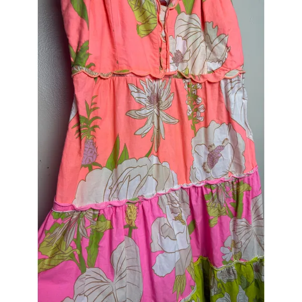 Farm Rio Neon Tiered Garden Midi Dress Sz. L - Image 5