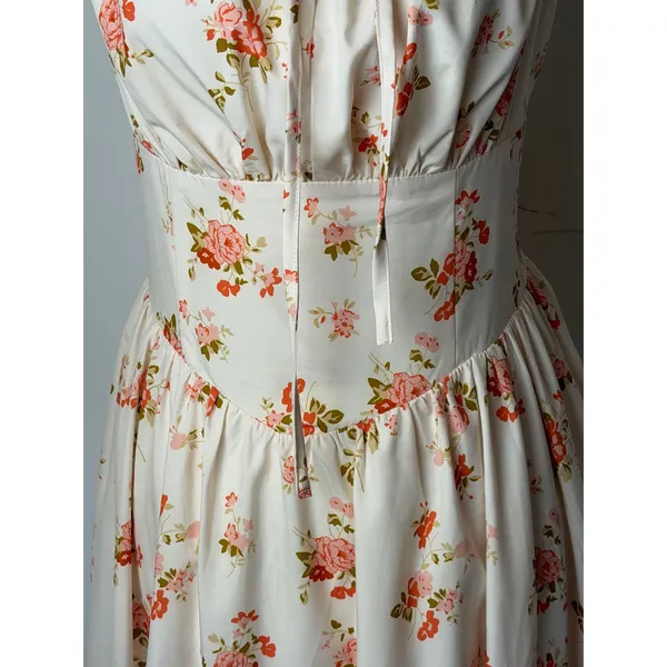Scarlet Darkness Milkmaid‎ Dress Women Large Ivory Pink Floral Boho Cottagecore - Image 8