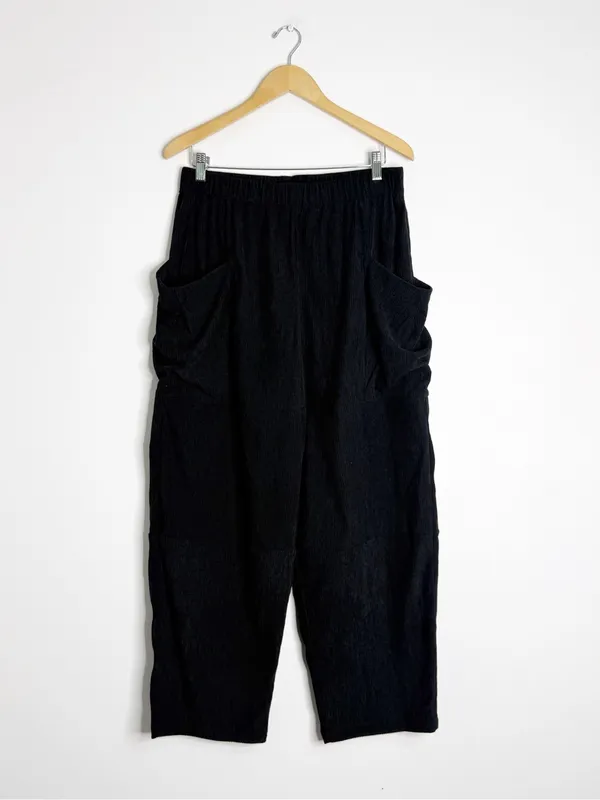 Halara High Waisted Corduroy Cargo Wide Leg Pants Black Size Medium - Image 3