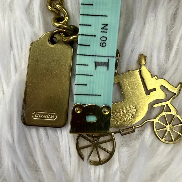 Vintage COACH y2k Carriage Brass Hangtag Bag Charm Key Fob - Image 4