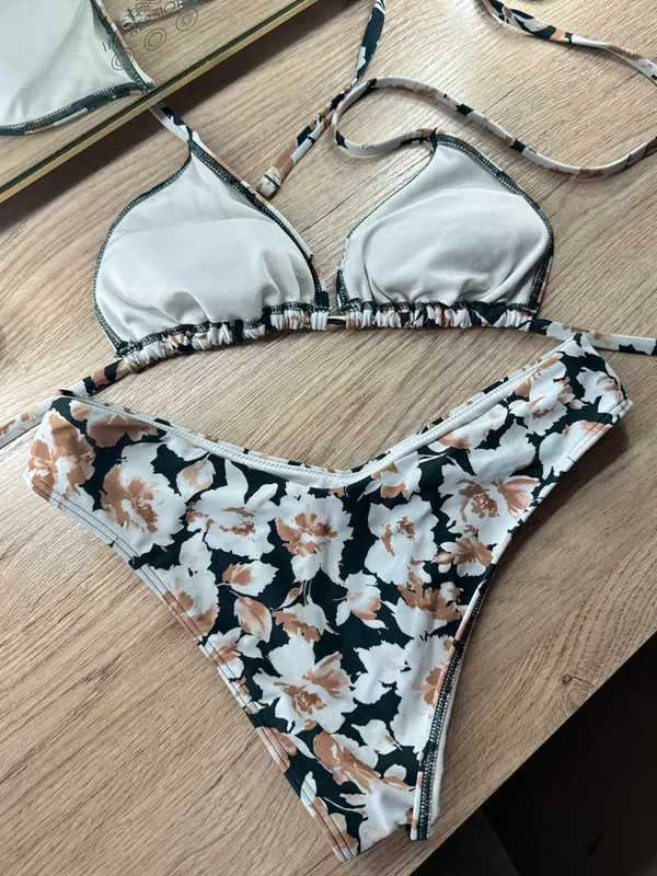Abercrombie Green & Peach Floral Bikini - Image 3