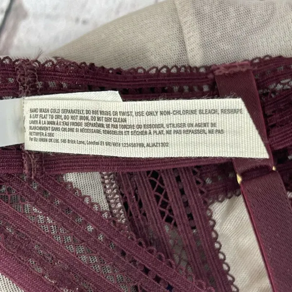 Free People Intimately Alia Bralette Bra X-Small Bordeaux Floral Lace Lingerie - Image 6
