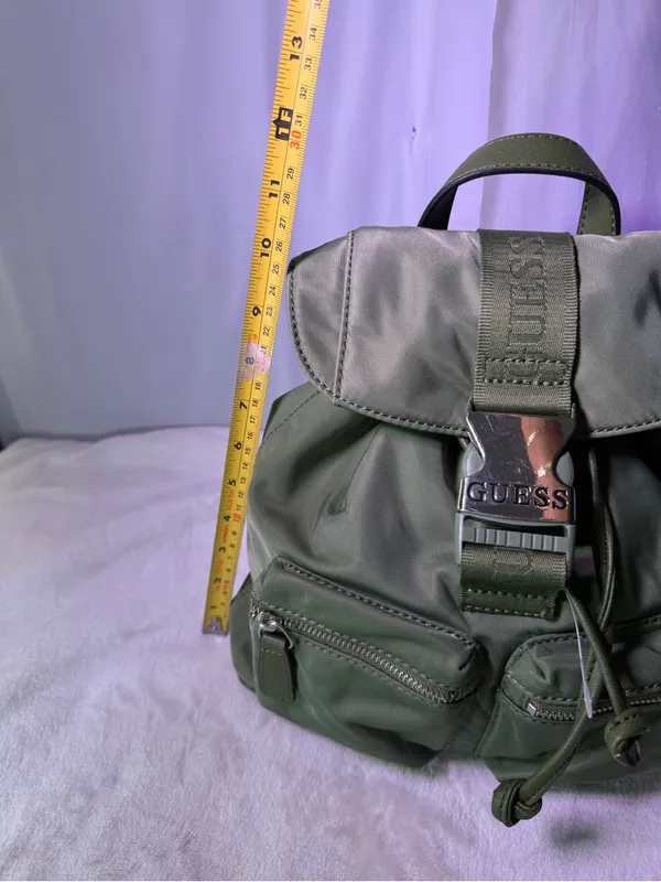 GUESS Olive Green Backpack with Gold-Tone Buckle - Image 4