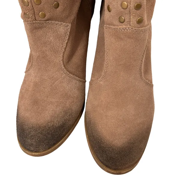 Steve Madden Jessii Suede Brown Leather Heeled Boots Booties Size 8.5 - Image 2