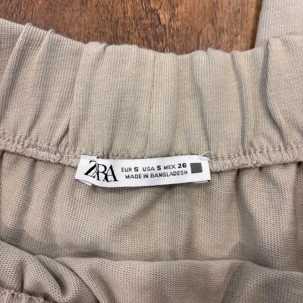 Zara Beige Slouchy Pull On Cotton Flowy Baggy Harem Drop Crotch Lounge Pants S - Image 3