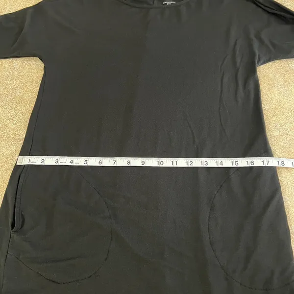 Garnet Hill‎ Tunic Dress XS Black 3/4 Sleeve Stretch Minimalist Tencel Lyocell - Image 4
