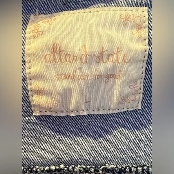altar'd state denim jacket distressed blue large 90s y2k - Image 4