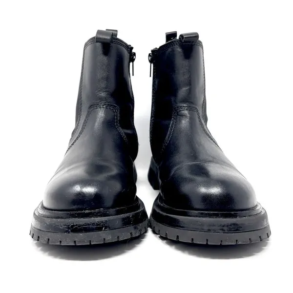 Zara Chelsea Black Leather Inside Zip Platform Lug Sole Ankle Boots EU 36 (US 6) - Image 9