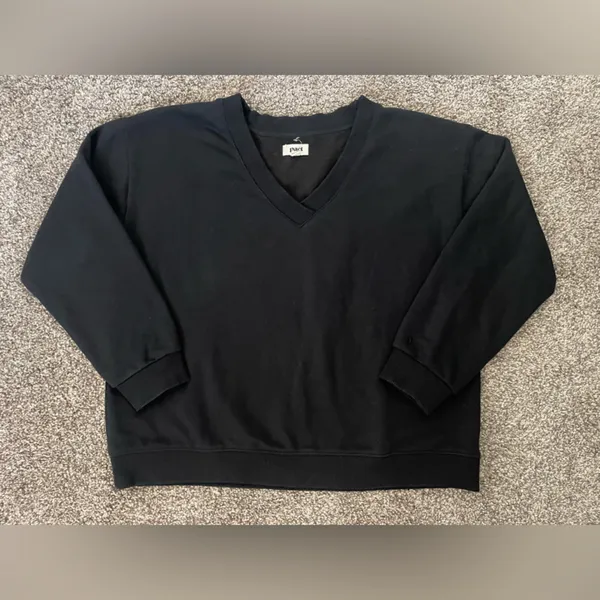 Women’s Pact Courtside V-Neck Sweatshirt Black Size XL - Image 5