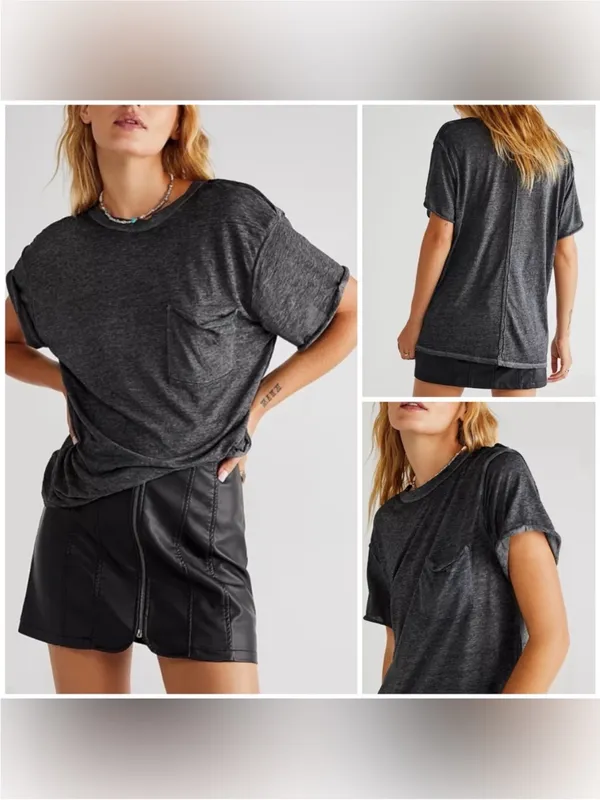 NWOT Free People We The Free Vella Tee - black - Small - Image 2