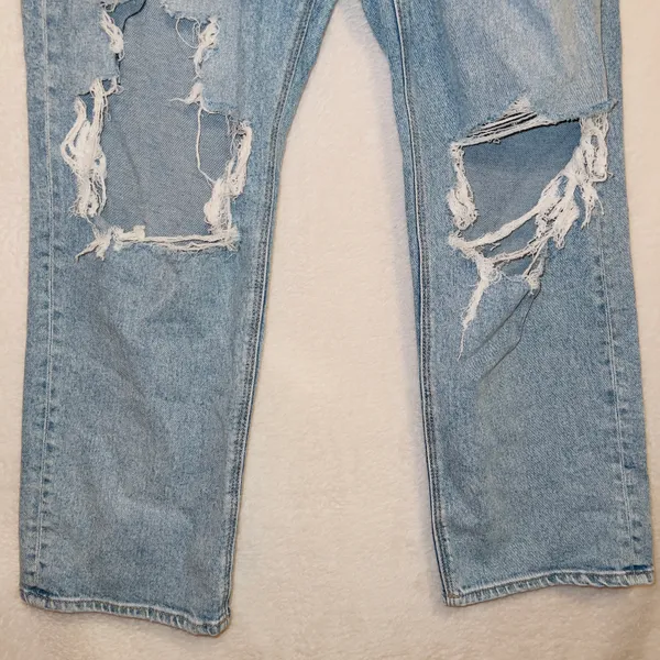 Light Wash Stretch High Rise Curvy 90s Straight Leg Jeans - Image 3