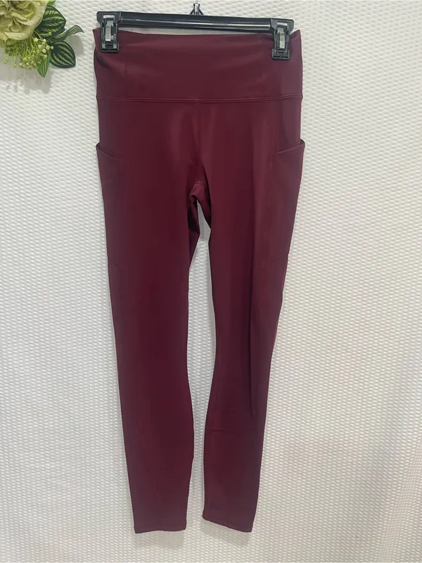 High-Waist Burgundy Seamless Leggings - Image 2