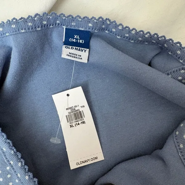 Old Navy Blue White Polka Dot Cami Size XL (14-16) Bow Accent New - Image 5