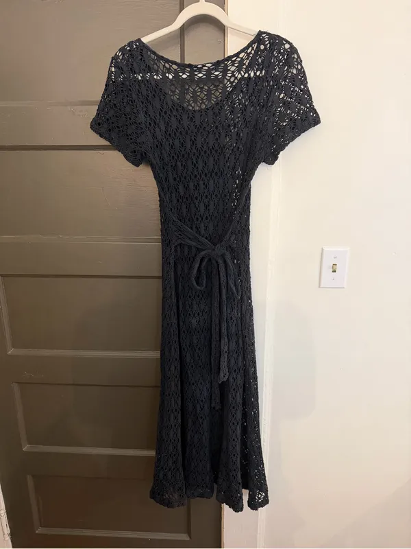 Vintage crochet like coverup Black Size L - Image 2
