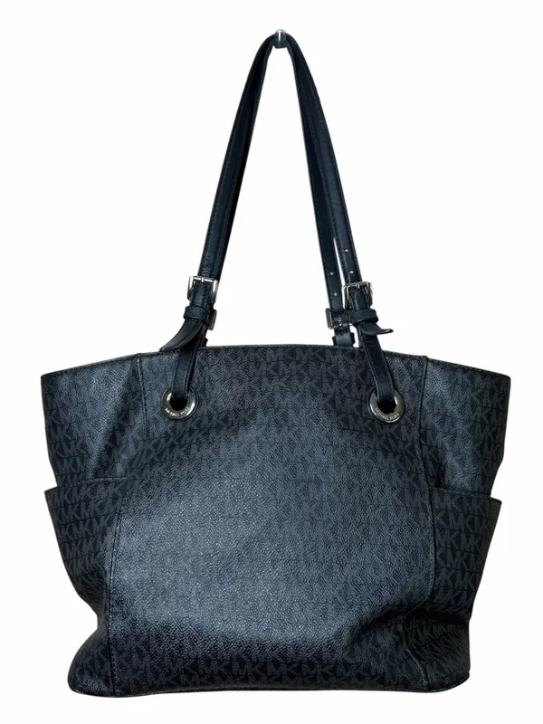 Michael Kors Jet Set EW Signature Tote Bag Black & Grey MK Logo Shoulder Purse - Image 2
