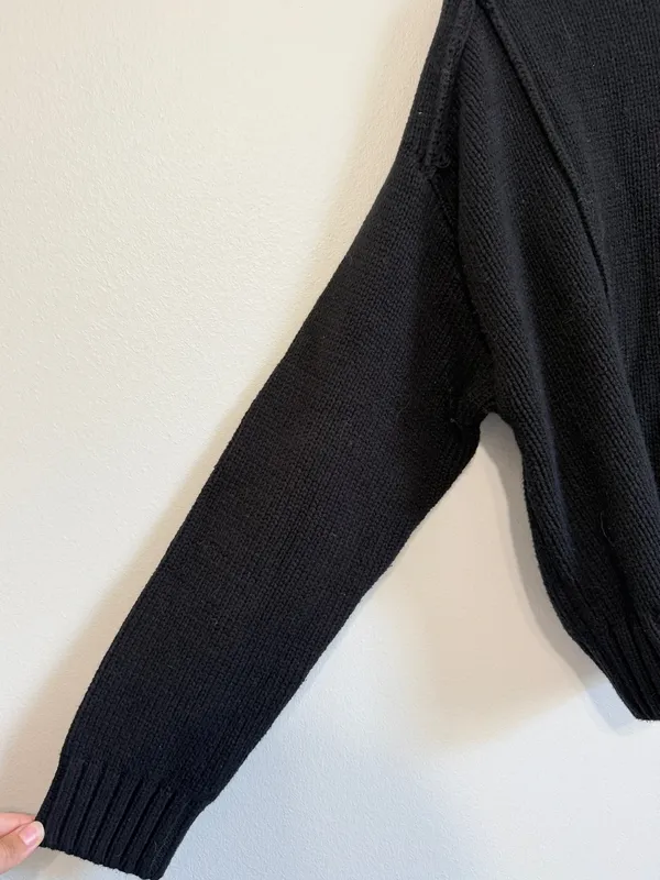 ZARA Black Mockneck Sweater Size Large Chunky Fall Winter Blogger Fav - Image 7