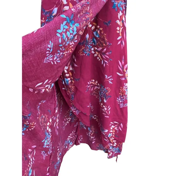 Lulus Amal Floral Wrap Maxi Dress M Burgundy V-Neck Hi-Low Summer Party Wedding - Image 7