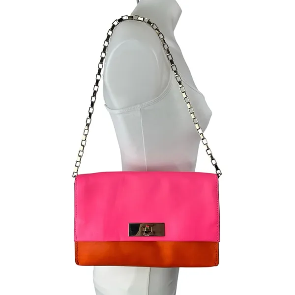Kate Spade Lincoln Square Garret Leather Colorblock Chain Shoulder Handbag OS - Image 2