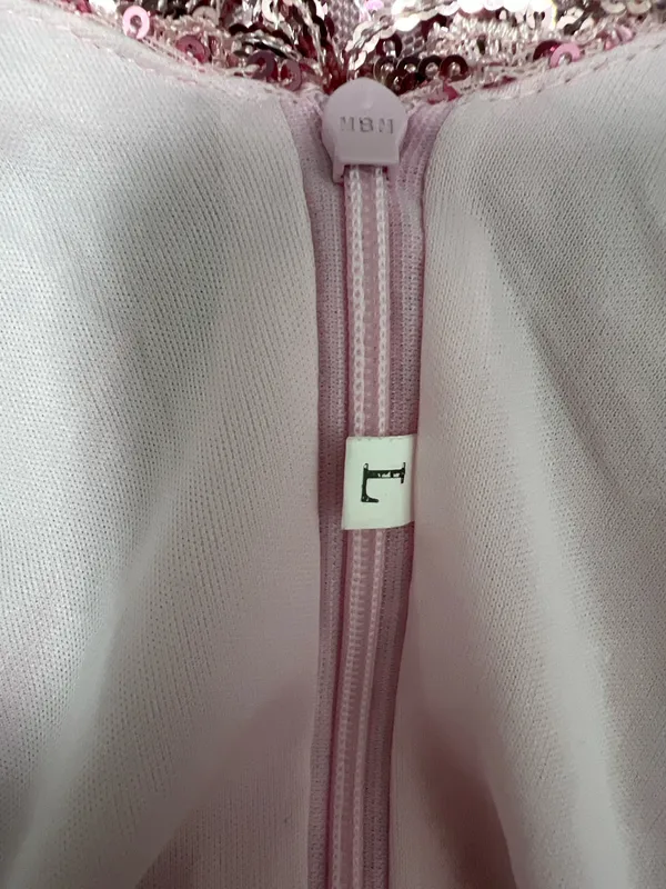 Pink Sequin Flapper Dress Size L - Image 3