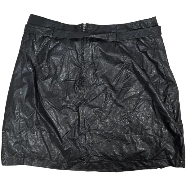 LoveRiche Belted Black Faux Leather Mini Skirt‎ L NWT - Image 2