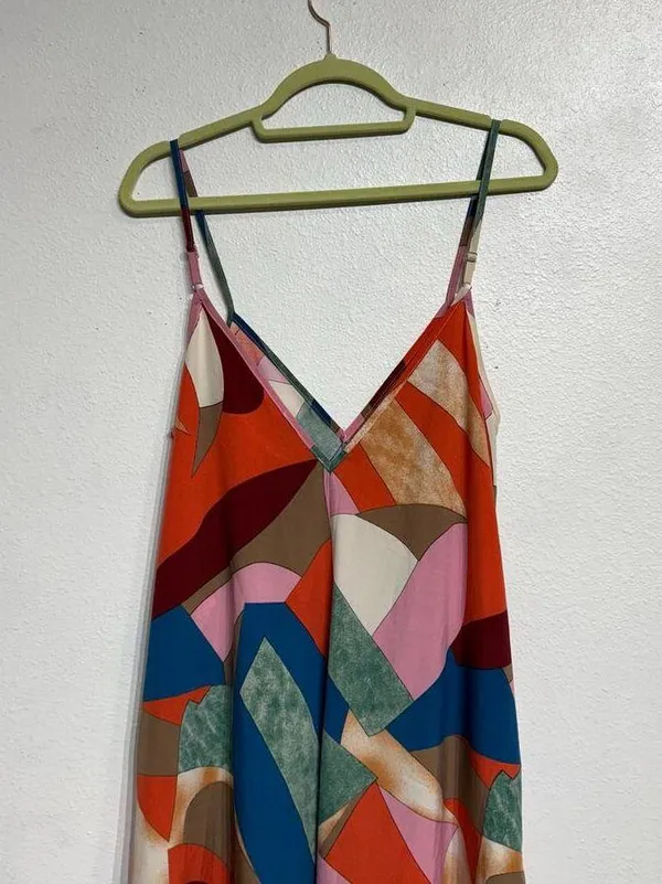 Luukse Multicolor Geometric Wide Leg Jumpsuit Sz M - Image 8