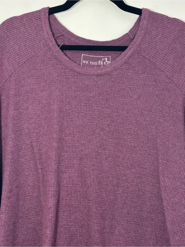 Free People We The Free Women’s Medium Purple Waffle Knit Thermal Top - Image 3