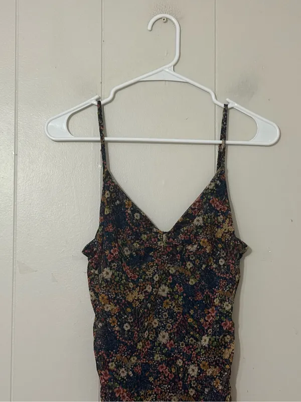 Dress Forum Los Angeles Ruched Floral Mesh Ruffle Mini Dress Size S - Image 2