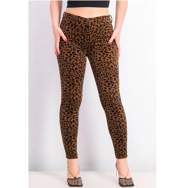 NWT BlankNYC Leopard Corduroy Mid-Rise Skinny Jeans SZ-31 Brown Black - Image 4