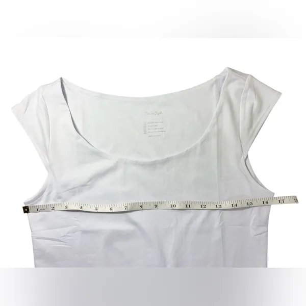 Pinkstyle Clothing Co Women’s L White Cap Sleeve Scoop Neck Smooth Bodysuit - Image 6