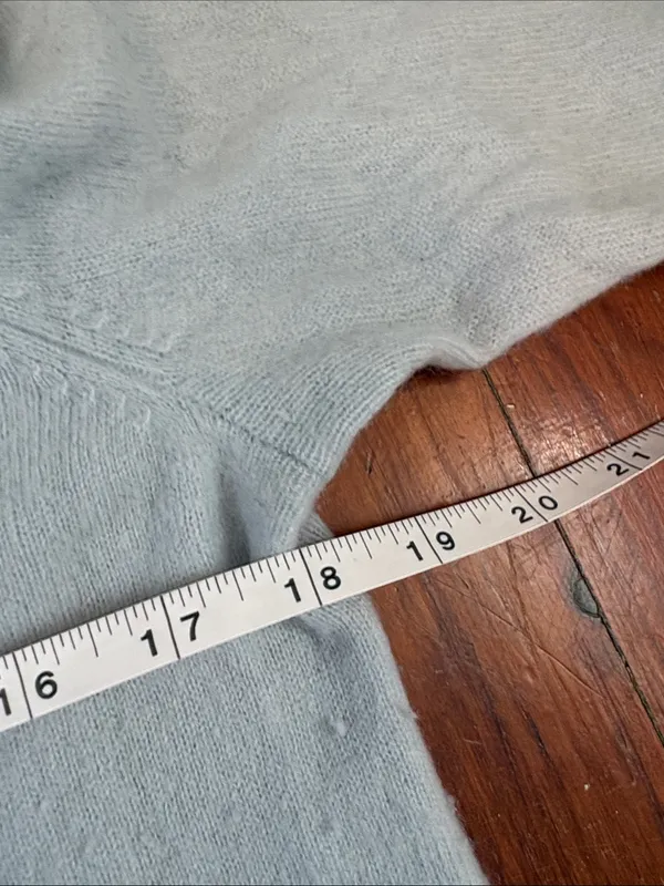 C by Bloomingdale’s 2-Ply Cashmere Light Blue Women's Crewneck Sweater Medium - Image 4