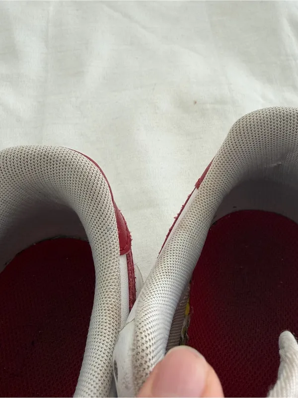 Nike Air Force 1s in white and gym red with gold accents size women’s 9.5 - Image 5
