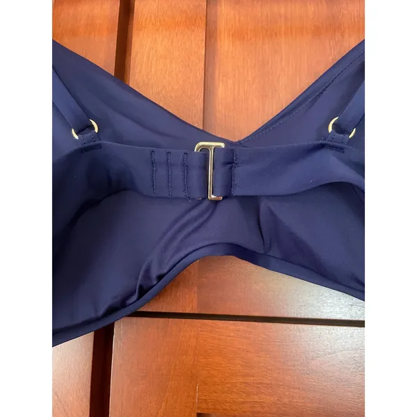 Quince Italian V-Neck Bikini Swim Top Deep Navy Blue Size XL NEW - Image 5