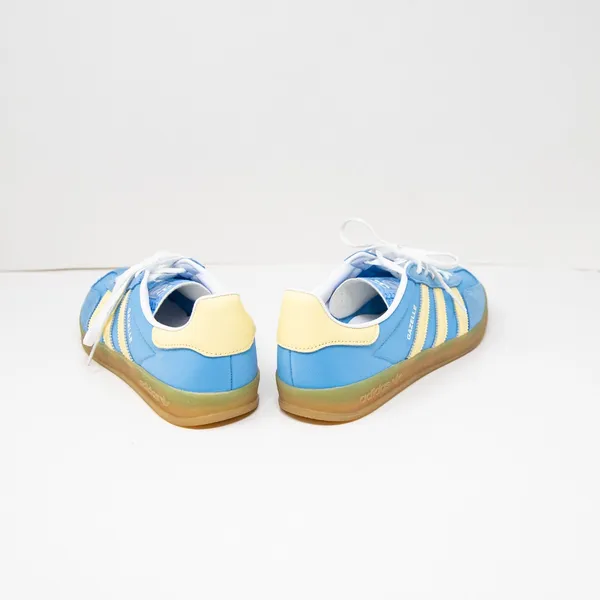 NEW Adidas Women's Gazelle Indoor Suede Lace Up Sneakers Shoes Semi Blue Yellow - Image 3