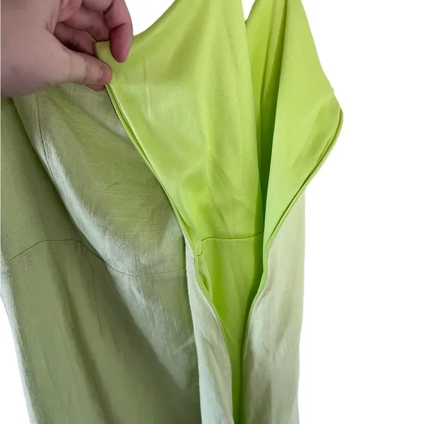 Nasty Gal Lime Green Linen Blend Mini Dress size 10 - Image 7