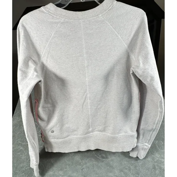 Lululemon Rejuvenate Pullover Sweatshirt Ivory Cream Pink Side Zip Top Women's 6 - Image 7