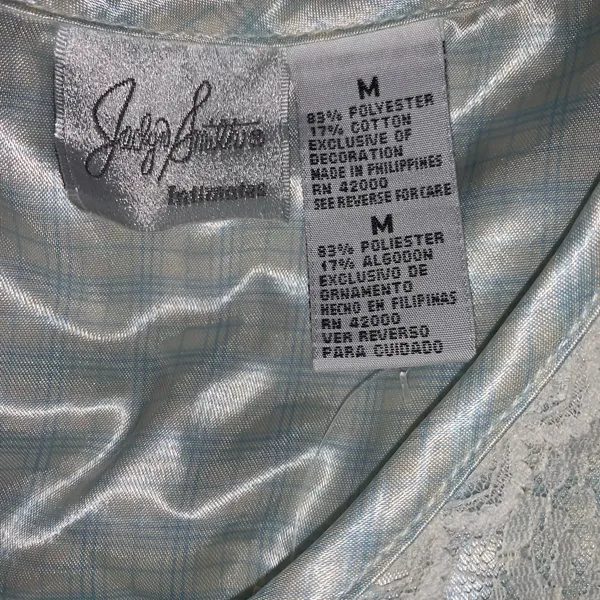 Vintage Jacklyn Smith Intimates Satin white/blue Robe Gown Embroidered NWT - Image 7