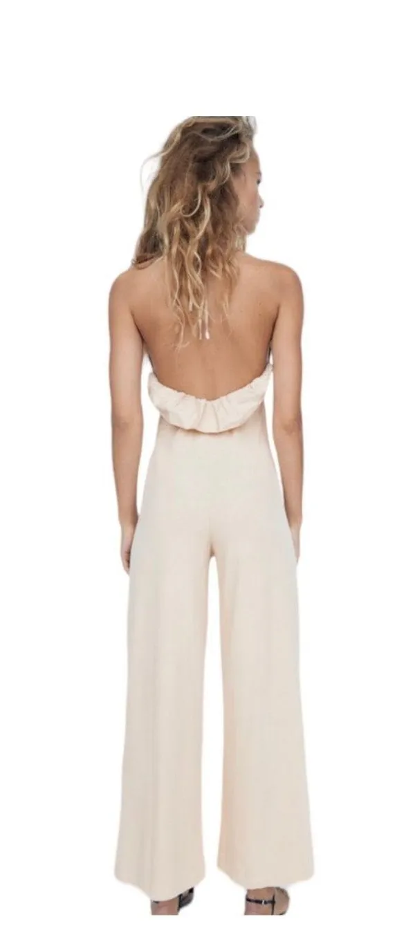 ZARA Cream Halterneck Jumpsuit - Image 2