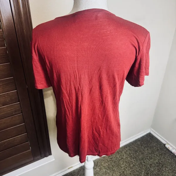 Reformation Womens Short Sleeved Red T-Shirt Linen Blend Size XS Basic Capsule - Image 3