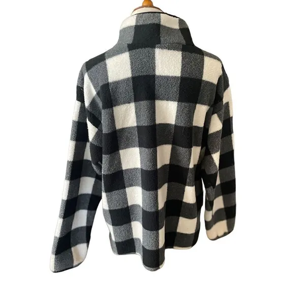 Como Vintage Black and White Checkered Half Zip Mock Collar Pullover Size XL - Image 4