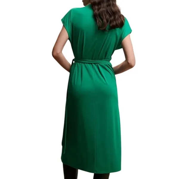 NWT Mango Women's Bow‎ Wrap Midi Dress Kelly Green Size 6 Feminine Contemporary - Image 2