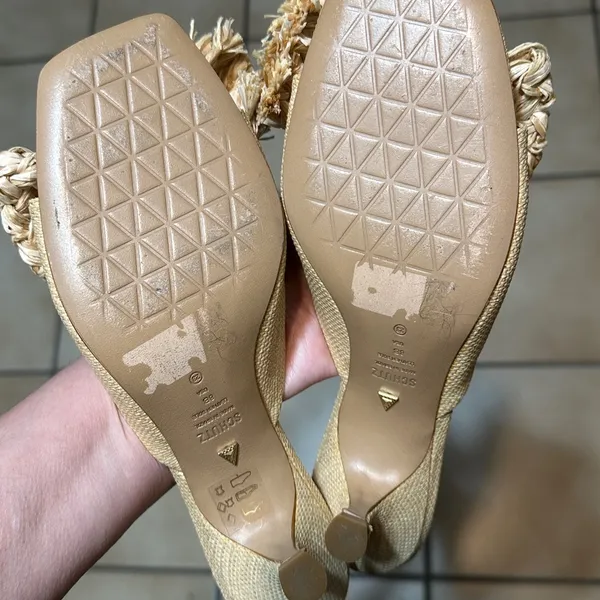Schutz Lienne Straw Sandal Kitten Heel Nib Size 8 - Image 6