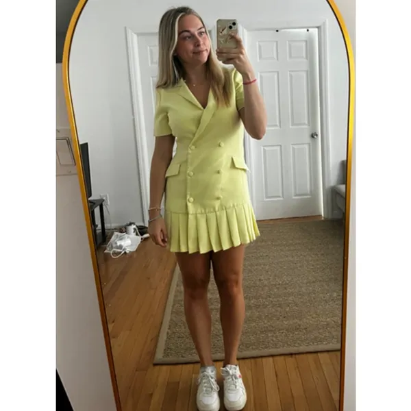 AMANDA UPRICHARD Mesha Short Sleeve Light Yellow Dress Size Medium - Image 3