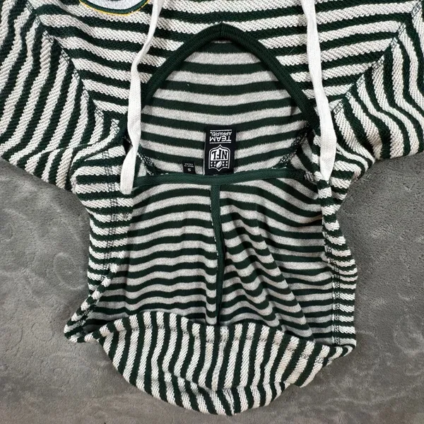NFL Team Apparel Green Bay Packers Striped V-Neck Hoodie Women Small Football - Image 7