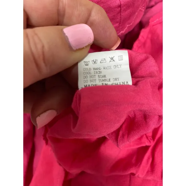 Hello Molly Womens Size 6 Pink Square Neck Puff Short Sleeve Tiered Mini Dress - Image 7