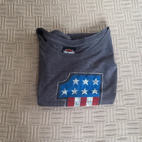 Harley-Davidson Women's Dark Gray Star & Stripe American Flag Tee - Image 9