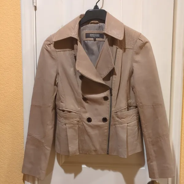 Kenneth Cole Leather Jacket Beige Size M - Image 4