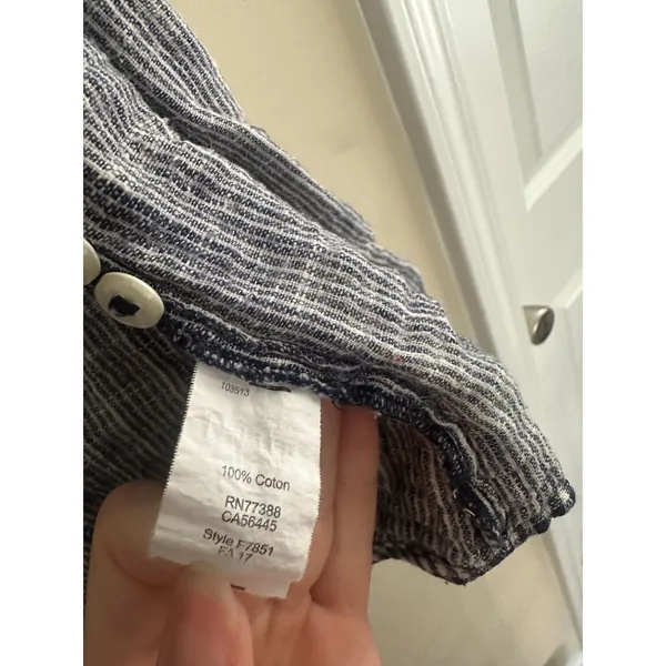 J. Crew Boy Fit Navy Blue White Gingham Checked Button Down Shirt Small Cotton - Image 4