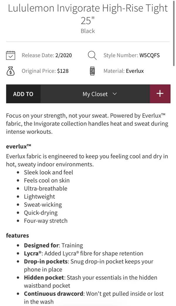 Lululemon Invigorate High-Rise Tight 25" Black 6 - Image 11